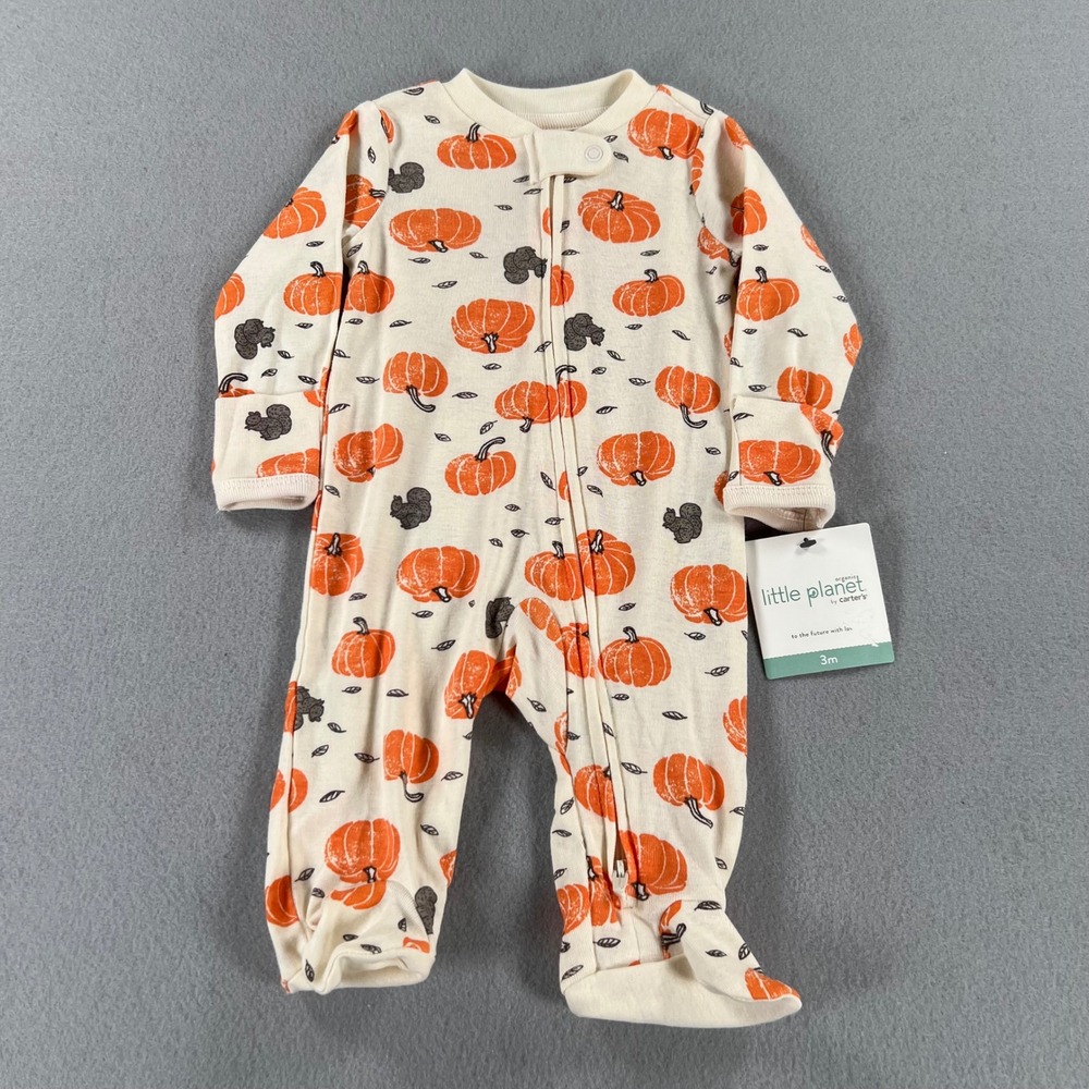Little Planet by Carters Baby 3M Pumpkin Squirrel Organic Cotton Sleeper NWT